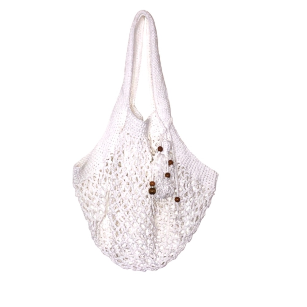 French-Inspired Crochet Market Bag with Removable Tassel